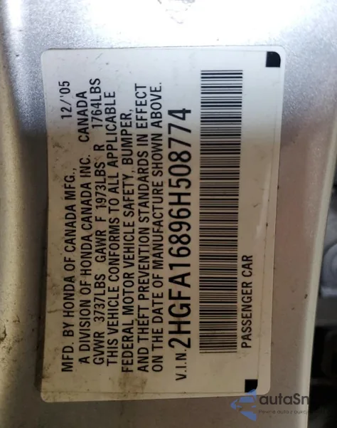 2006 Honda Civic Ex from USA, damaged, VIN 2HGFA16896H508774